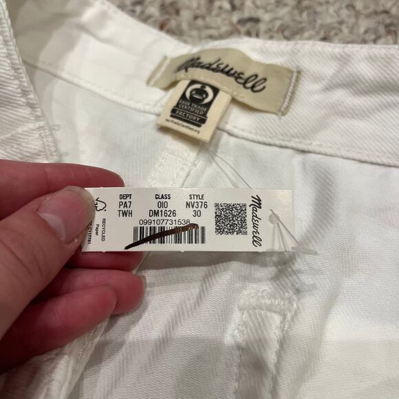 NWT Madewell Wide Sweep Trouser Sz 30 Airy Denim Tile White Casual 28" Inseam - Picture 3 of 6